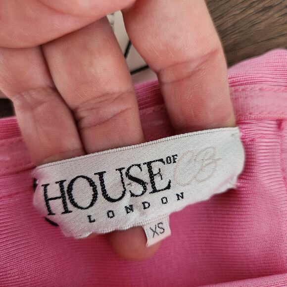 House of CB Nadine Pink Bandage One Shoulder Dress XS Wedding Cocktail Retro Y2K - Picture 6 of 9